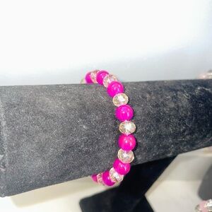 Handmade Pink and champagne color Beaded Bracelet